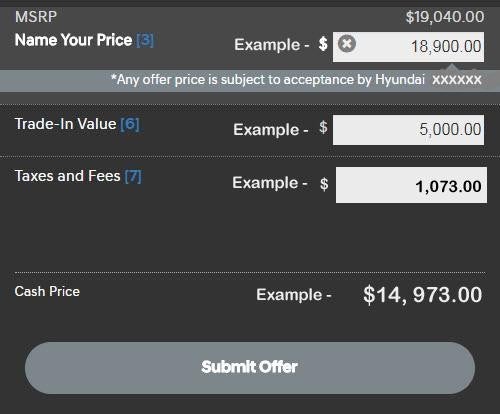 Mack Grubbs Hyundai in Hattiesburg MS screenshot of the first step